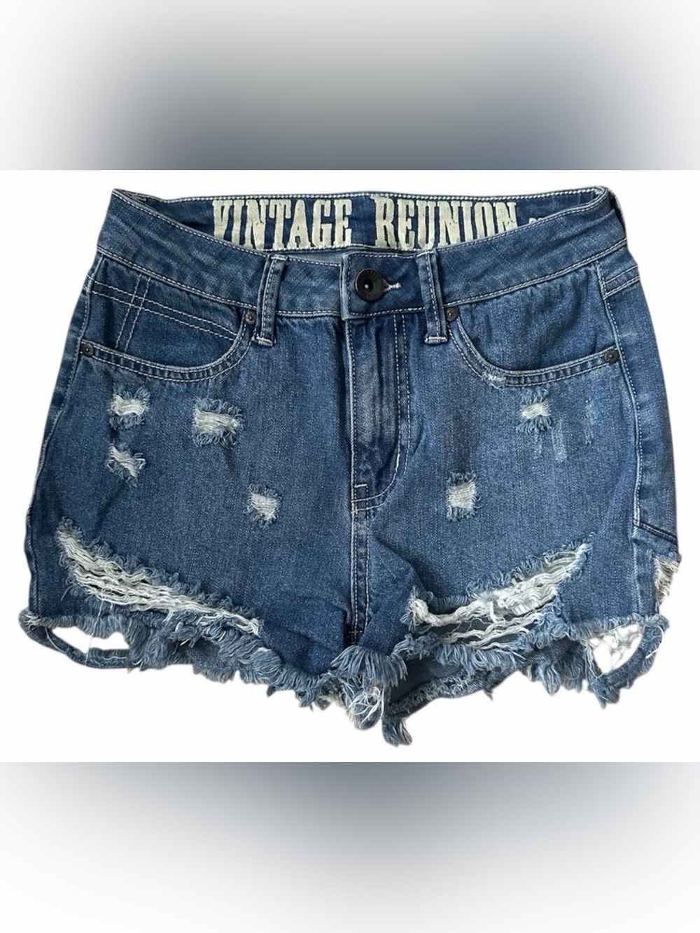 Rewash Vintage Reunion Distressed Denim Shorts Size 27